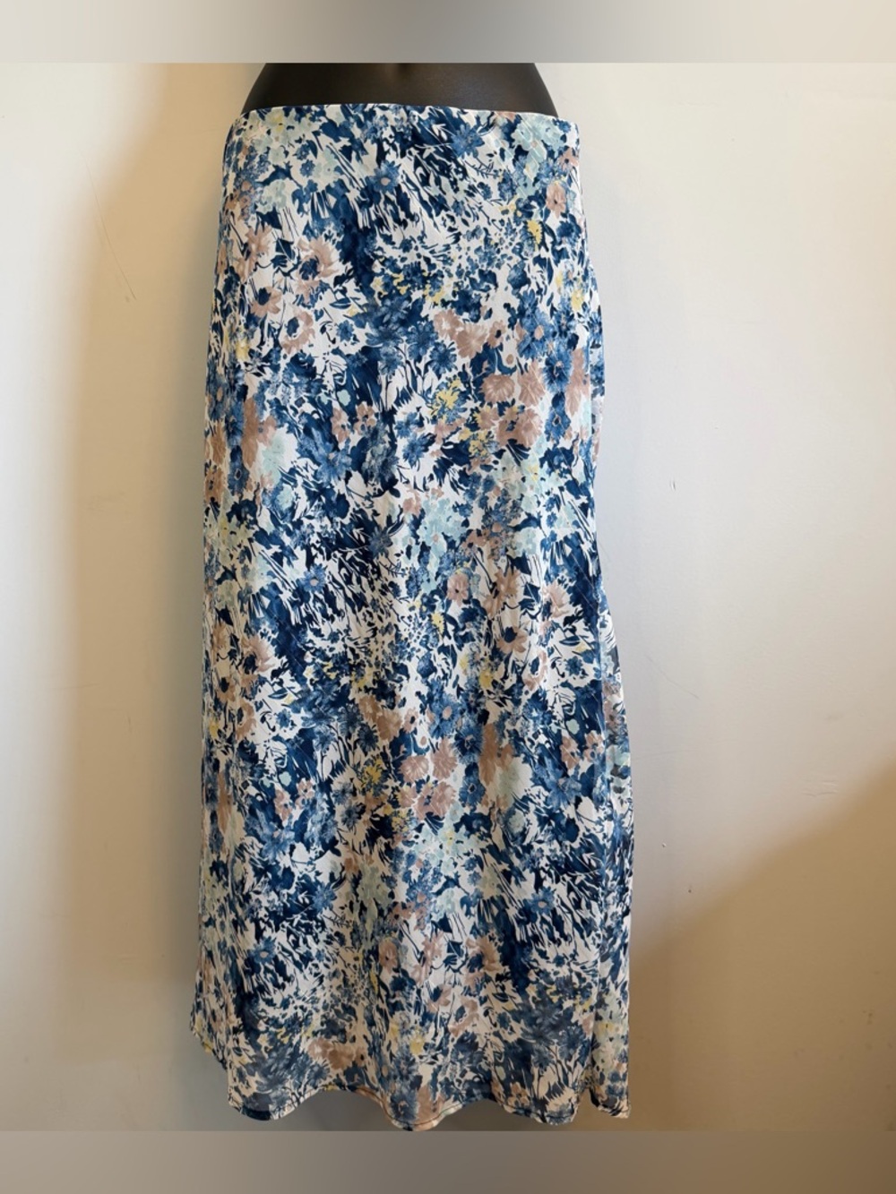 Blue Floral A-Line Maxi Skirt